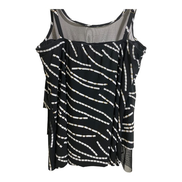 Miraclesuit womens tankini top black sheer striped adjustable straps size 14 - Picture 6 of 11